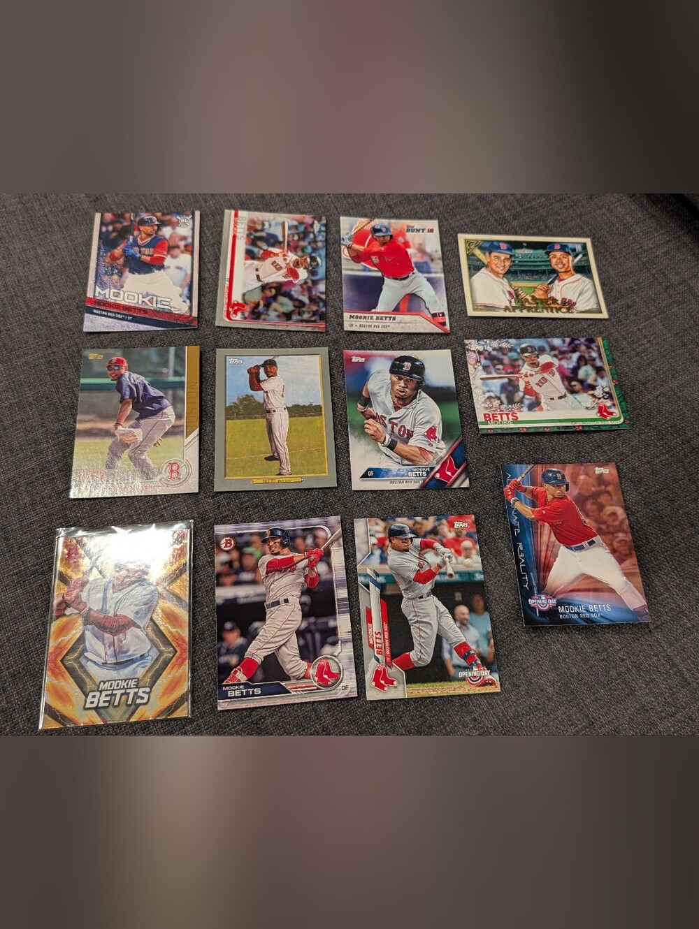 Mookie Betts 24 Card Lot Red Sox Dodgers Inserts 2017 Fire Orange /299